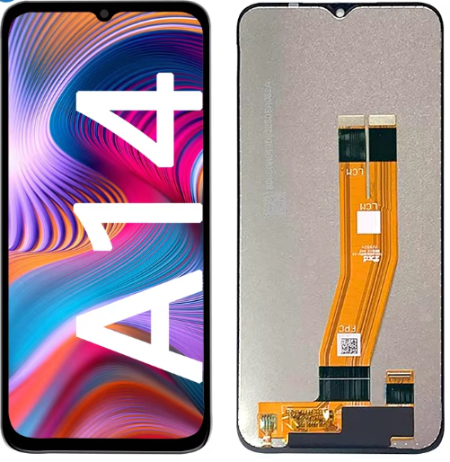 TOUCH SCREEN DISPLAY ORIGINALE PER SAMSUNG GALAXY A14 4G 2023 A145P A145R NO FRAME FLAT GIALLO