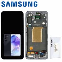 TOUCH SCREEN DISPLAY PER SAMSUNG GALAXY A55 5G A556 CON FRAME NERO SERVICE PACK ASSEMBLATO DA SAMSUNG