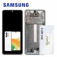 TOUCH SCREEN DISPLAY PER SAMSUNG GALAXY A36 5G A366 CON FRAME BIANCO / GRIGIO SERVICE PACK ASSEMBLATO DA SAMSUNG