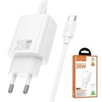 [y3331] CARICABATTEIRE Wall Charger Hoco N60 20W 3A 1 x USB-C with USB-C Cable White in Blister