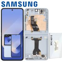 [b10634] TOUCH SCREEN DISPLAY PER GALAXY Z FLIP 6 F741 CON FRAME BLU SERVICE PACK ASSEMBLATO DA SAMSUNG