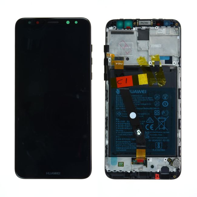 TOUCH SCREEN DISPLAY ORIGINALE SERVICE PACK PER MATE 10 LITE CON FRAME E BATTERIA NERO 02351PYX