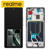 TOUCH SCREEN DISPLAY PER REALME GT 6 5G RMX3851 CON FRAME VERDE SERVICE PACK