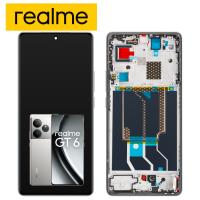 [y3080] TOUCH SCREEN DISPLAY PER REALME GT 6 5G RMX3851 CON FRAME SILVER SERVICE PACK