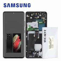 [b10626] TOUCH SCREEN DISPLAY PER SAMSUNG GALAXY S21 ULTRA G998 CON FRAME NERO SERVICE PACK ASSEMBLATO DA SAMSUNG